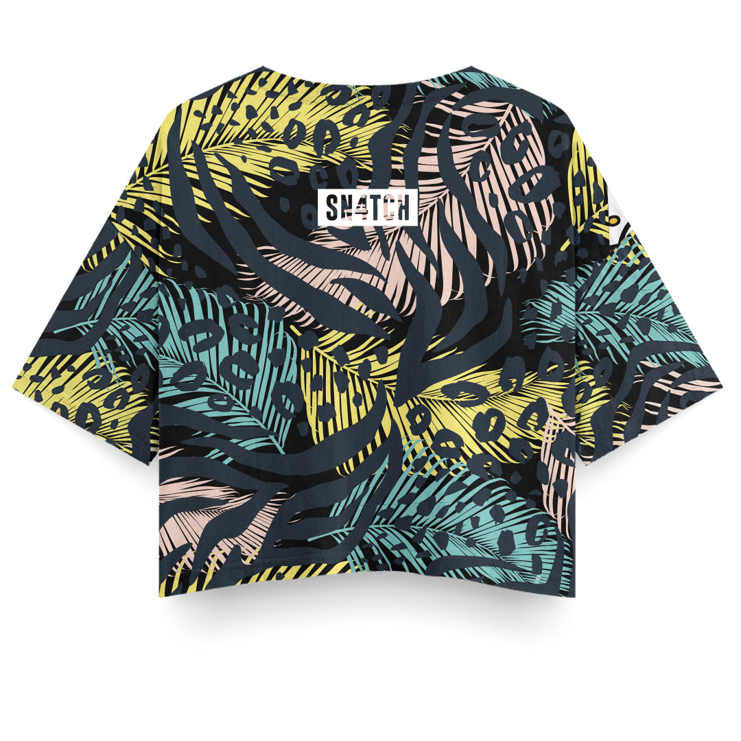 Polera Crop - Black Savage - Animal Print