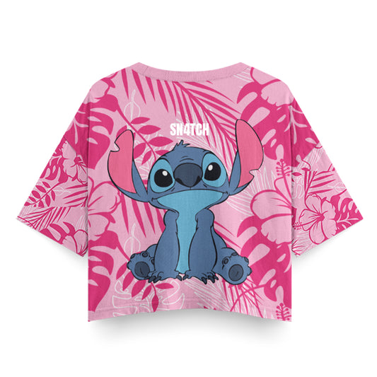 Polera corta oversize- Stitch Rosada- Dibujos Animados