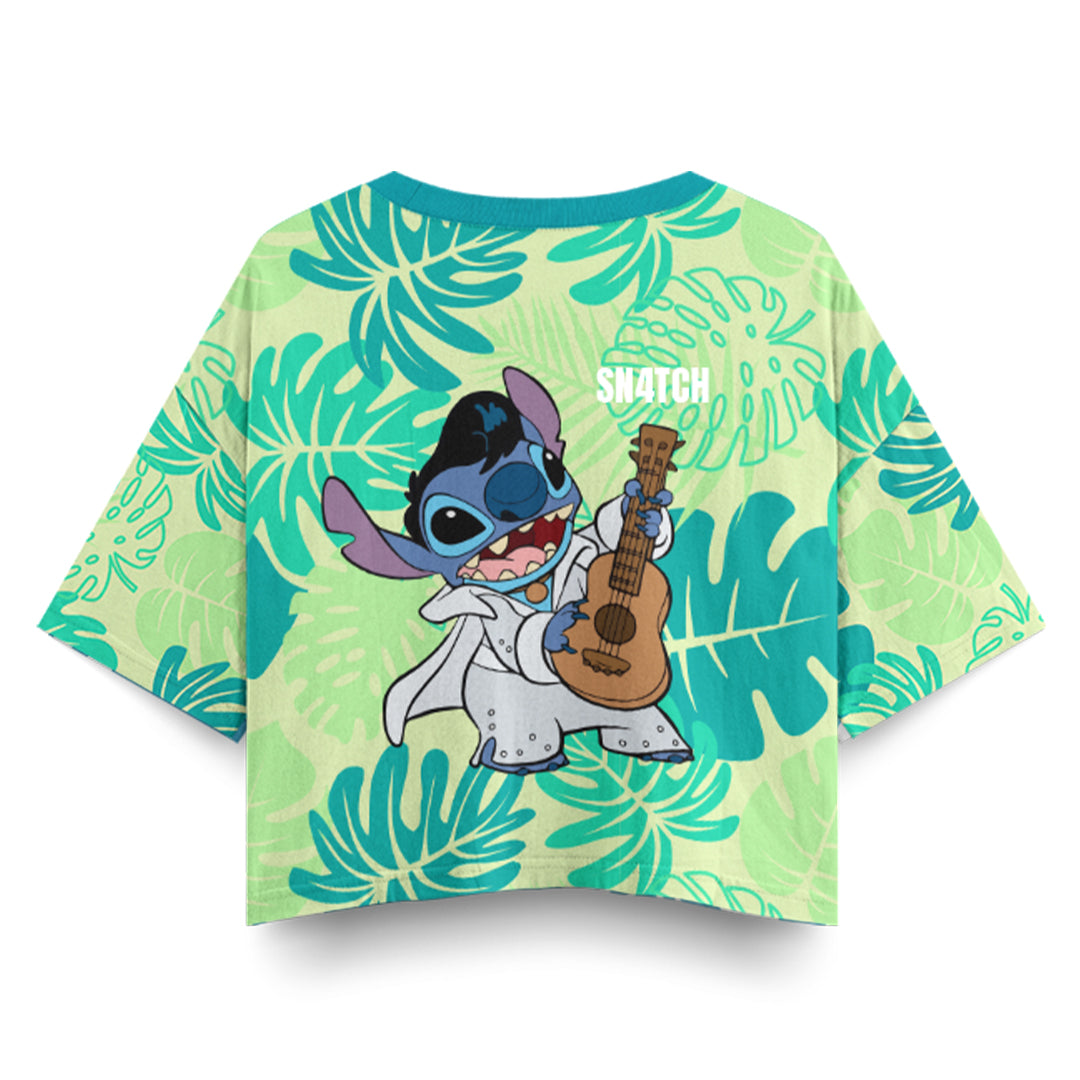 Polera corta oversize - Stitch Verde - Dibujos Animados